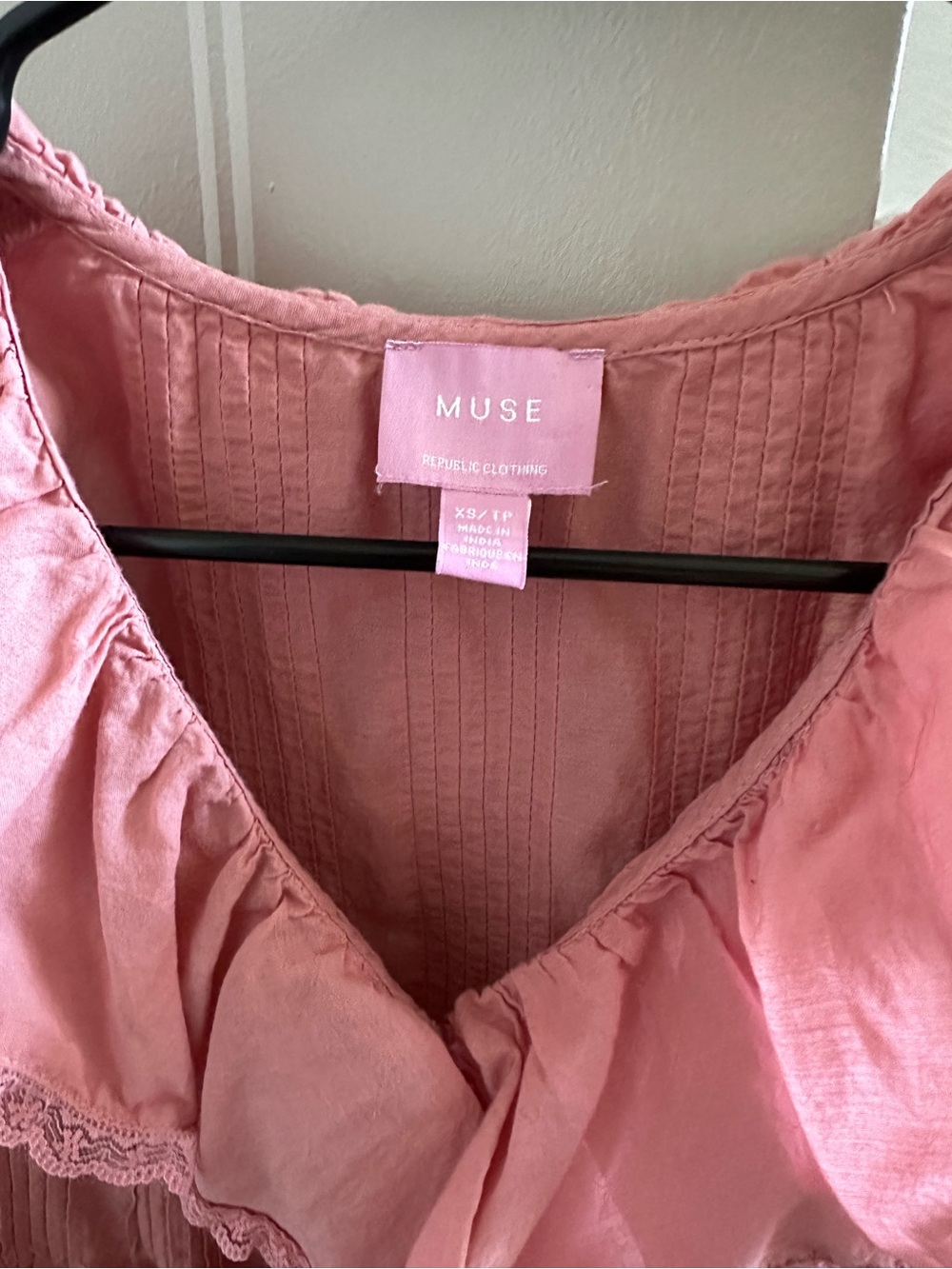 MUSE Henri Pink Ruffled Peasant Blouse - Picture 2 of 3
